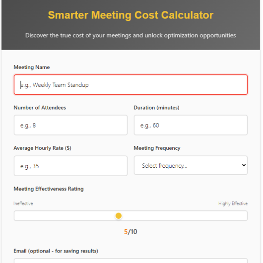Smarter Meeting Cost Calculator - Basic Edition